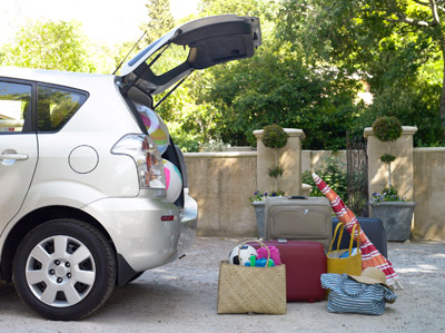 Loading the car with luggage
